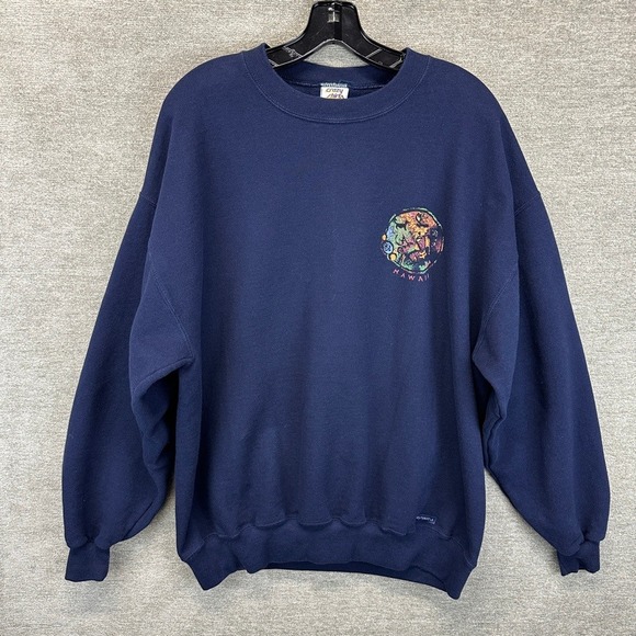 VTG 90s Crazy Shirts Hawaii Sweatshirt Ki'i Pohaku Stone Art Print Crewneck L - Picture 3 of 14